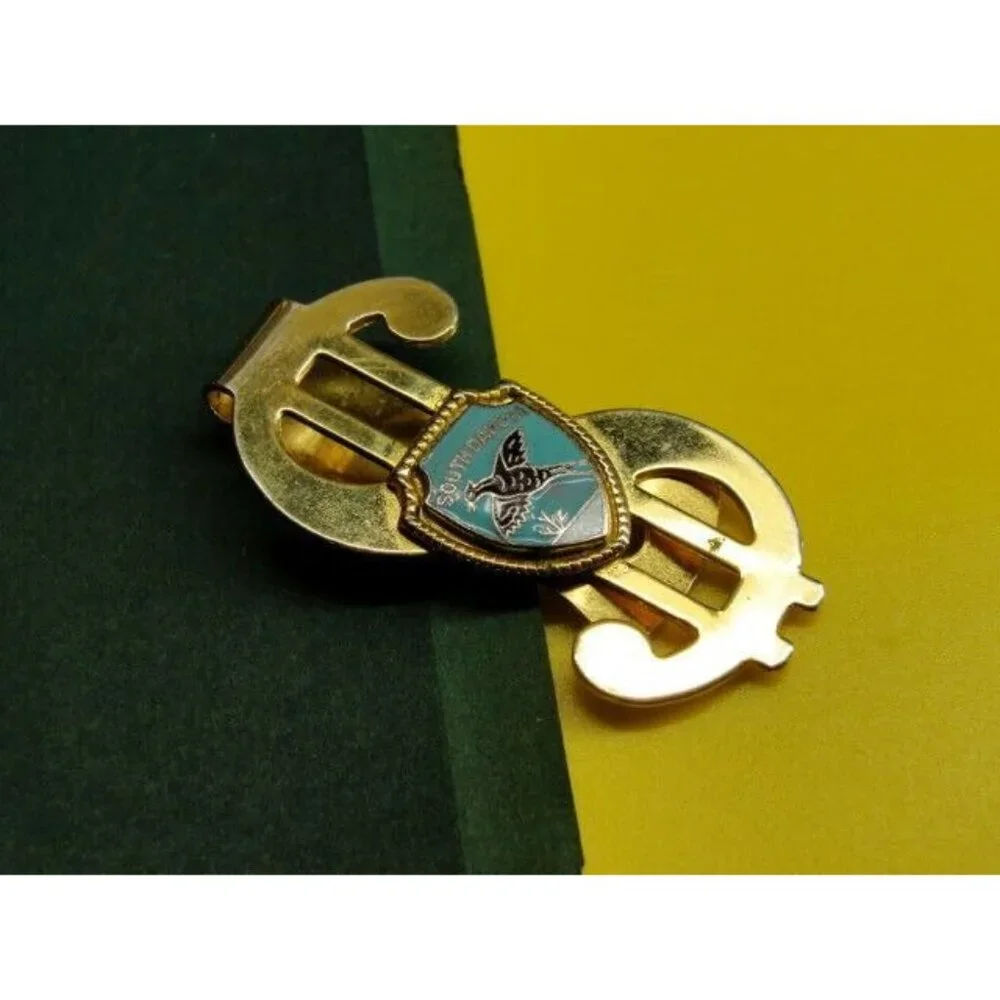 South Dakota Money Clip Pheasant Gold Tone Steel Credit Card Cash
